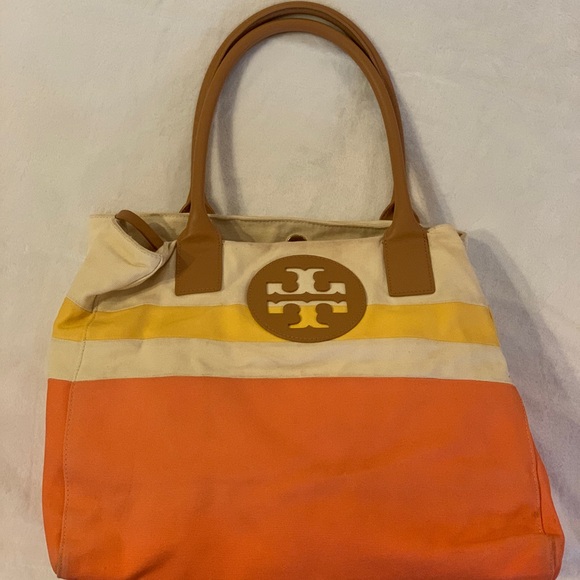 Tory Burch White, Yellow, Peach, and Tan Beach Bag! - Picture 2 of 13